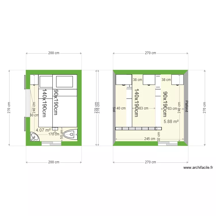 chambre 4 m2. Plan de chambre 4 m2. Plan de