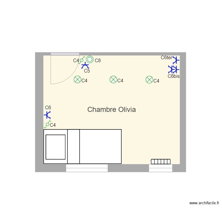 Chambre Olivia électricité réel. Plan de 0 pièce et 0 m2