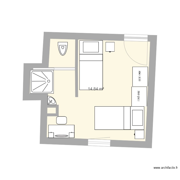 Chambre bleue v2. Plan de 0 pièce et 0 m2