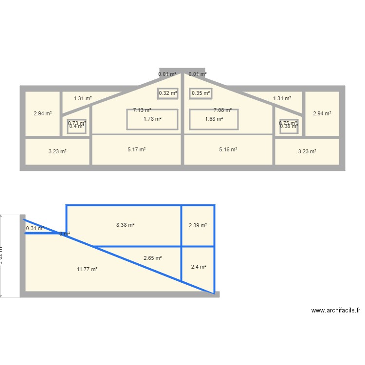 Facade. Plan de 0 pièce et 0 m2