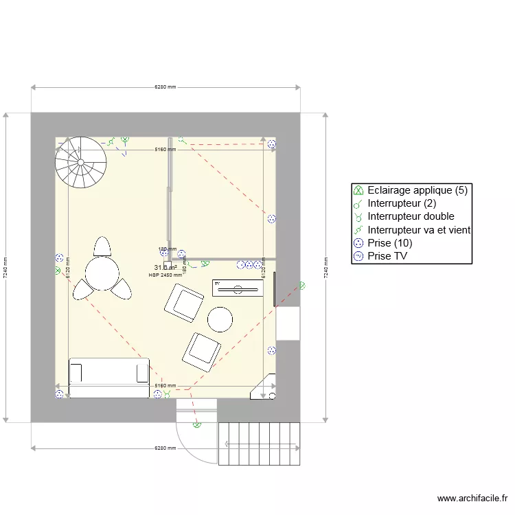 plan &eacute;lectrique &eacute;tage. Plan de 