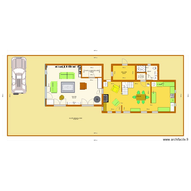 MAISON LONGERE 2 AVEC CH A L'ETAGE ALLEE GRAVILLONS. Plan de 7 pièces et 340 m2