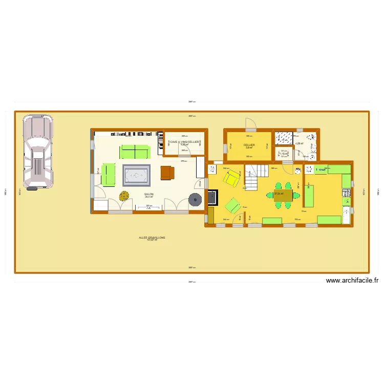 MAISON LONGERE 2 AVEC CH A L'ETAGE ALLEE GRAVILLONS. Plan de 