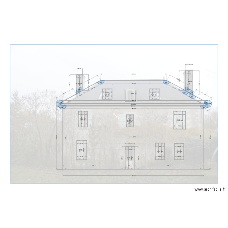 Facade sud modifiée . Plan de 0 pièce et 0 m2