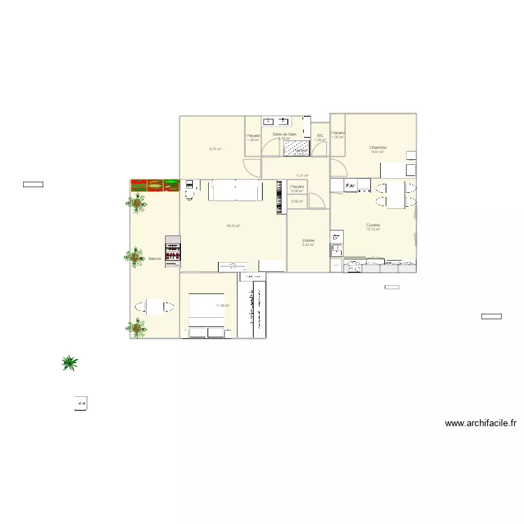 Appartement meubl&eacute;. Plan de 
