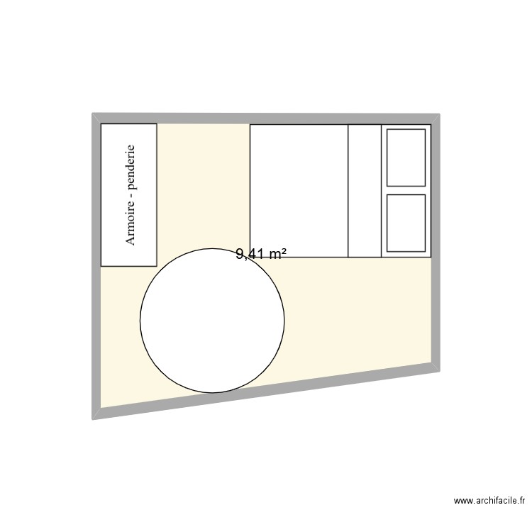 2SDE. Plan de 1 pièce et 9 m2