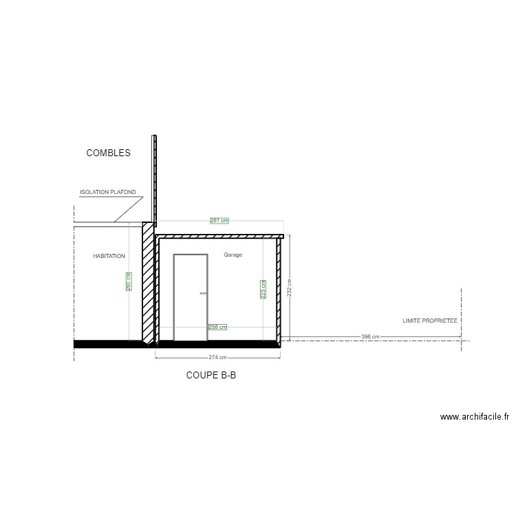 Plan de coupe nord-ouest / Existant. Plan de 0 pièce et 0 m2