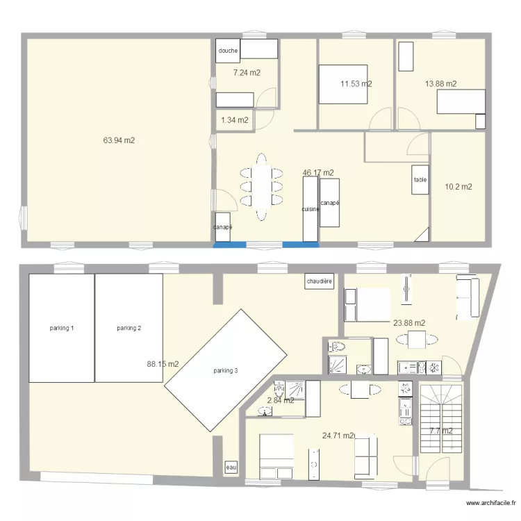Gallieni studio. Plan de 