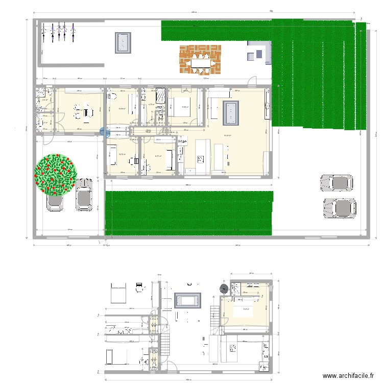 test. Plan de 14 pièces et 166 m2