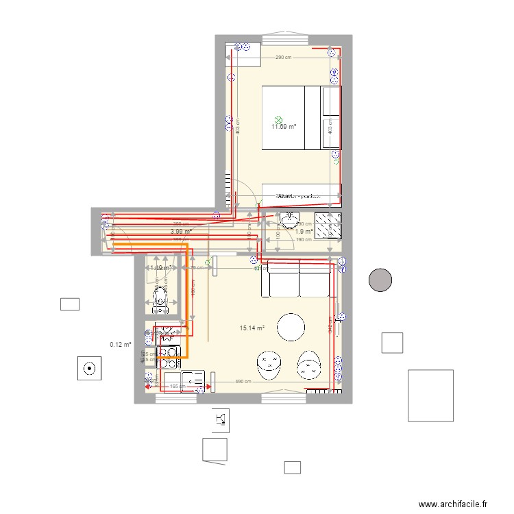 F2 34m ASNIERE  ELEC. Plan de 0 pièce et 0 m2