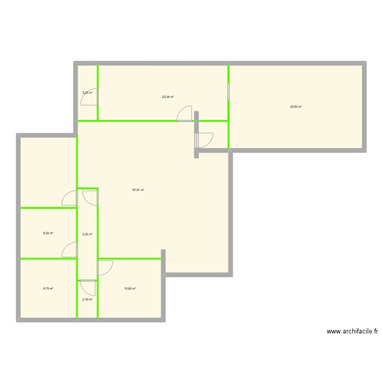 duval. Plan de 9 pièces et 163 m2