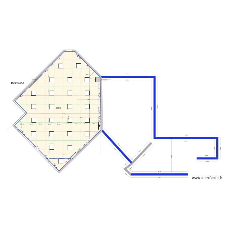 BATJ. Plan de 1 pièce et 118 m2