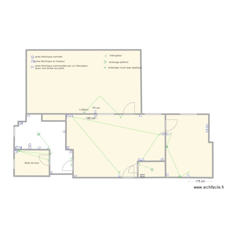 PIGNE ELECTRICITE. Plan de 4 pièces et 85 m2