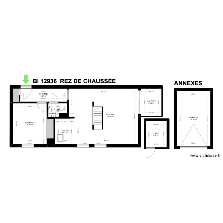 BI 12936. Plan de 20 pièces et 129 m2