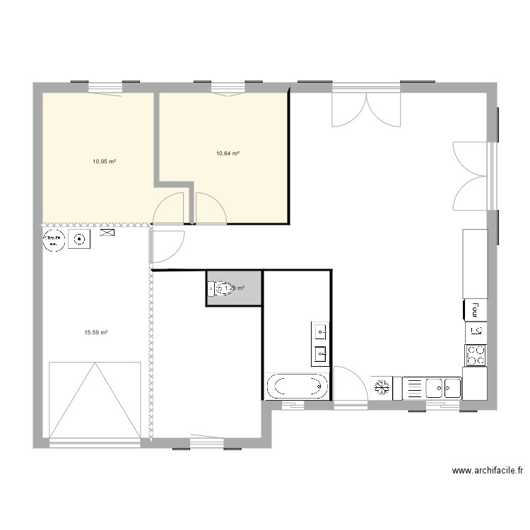 Maison CAMUS 80m - Plan 4 pièces 38 m2 dessiné par ethan scci