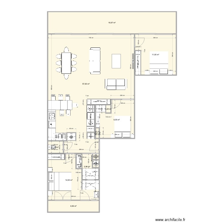 Pornichet porteur V finale2. Plan de 12 pièces et 121 m2