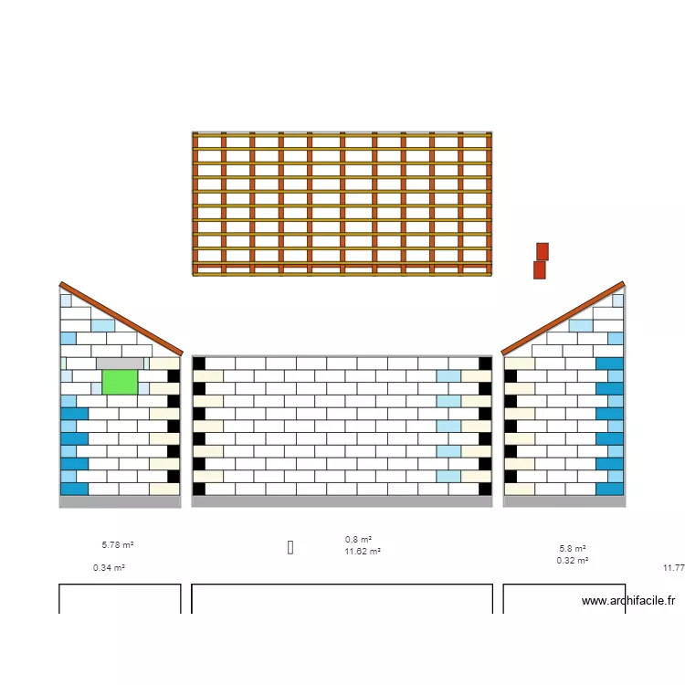 Cuisine et garage. Plan de 