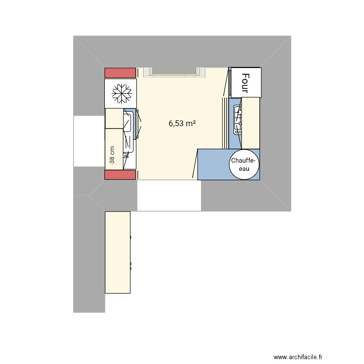 Four a pain . Plan de 1 pièce et 7 m2