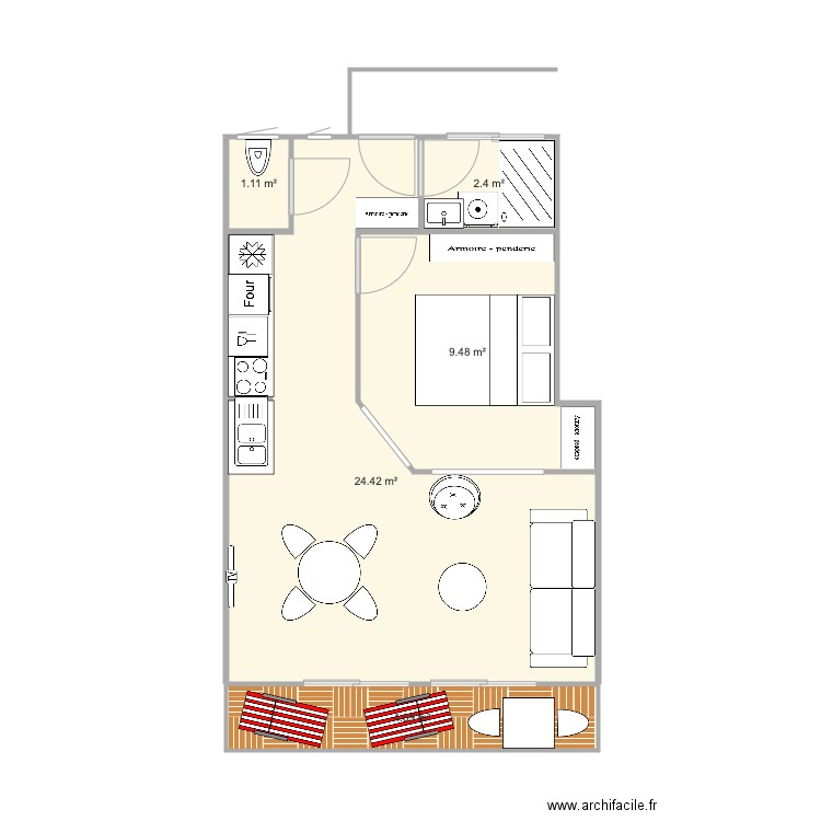 Heol Réel version cuisine en long gauche. Plan de 0 pièce et 0 m2