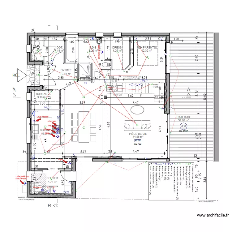 plan &eacute;lectrique maison RDC . Plan de 