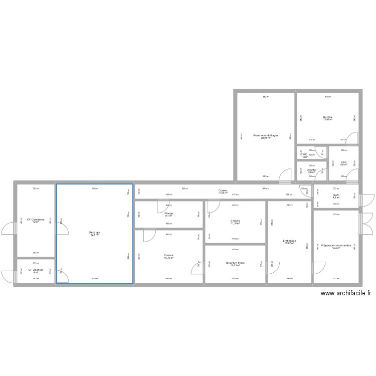 Dupuis - Projet. Plan de 16 pièces et 185 m2