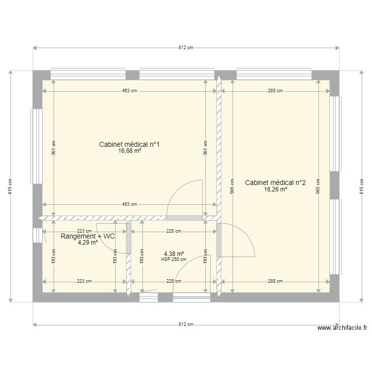 Cabinet médical 2 D 50 m2. Plan de 0 pièce et 0 m2