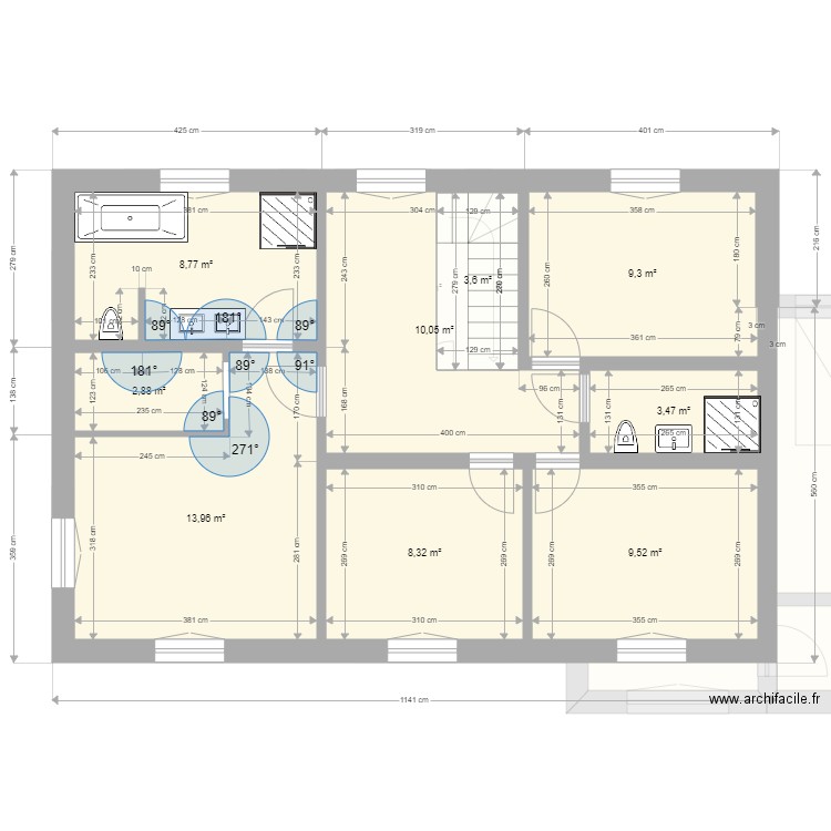 davies Jasmin V3. Plan de 15 pièces et 165 m2