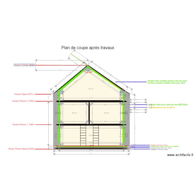 Plan de coupe immeuble Le Cendre. Plan de 0 pièce et 0 m2