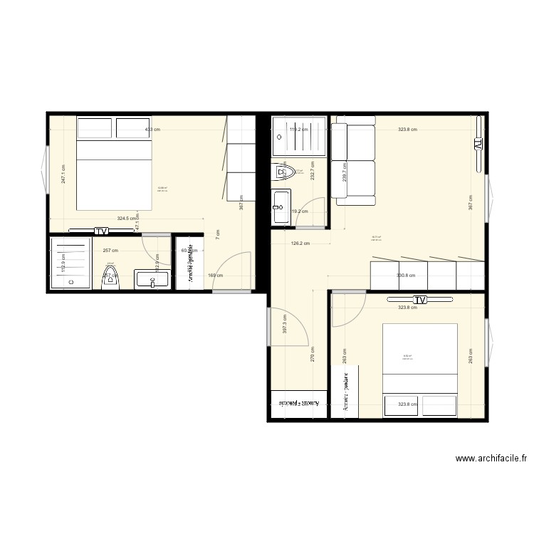 PLAN BEAUSOLEIL MARECHAL FOCH . Plan de 5 pièces et 44 m2