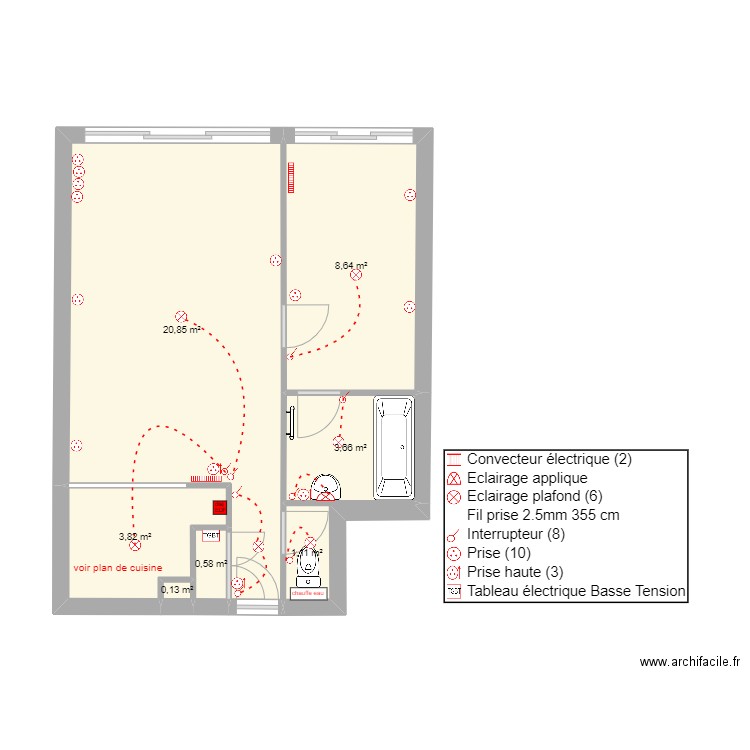 VILLENEUVE. Plan de 7 pièces et 39 m2