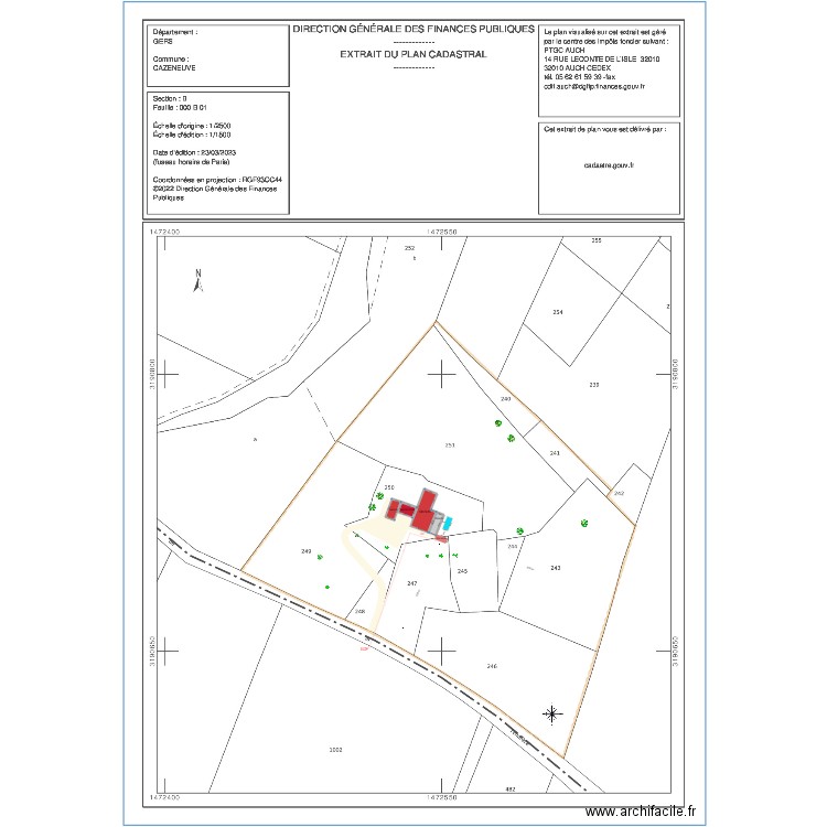 ECHELLE 1 SUR 1500. Plan de 4 pièces et 352 m2