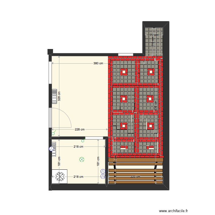 Bordeaux RDC Jardin. Plan de 2 pièces et 24 m2