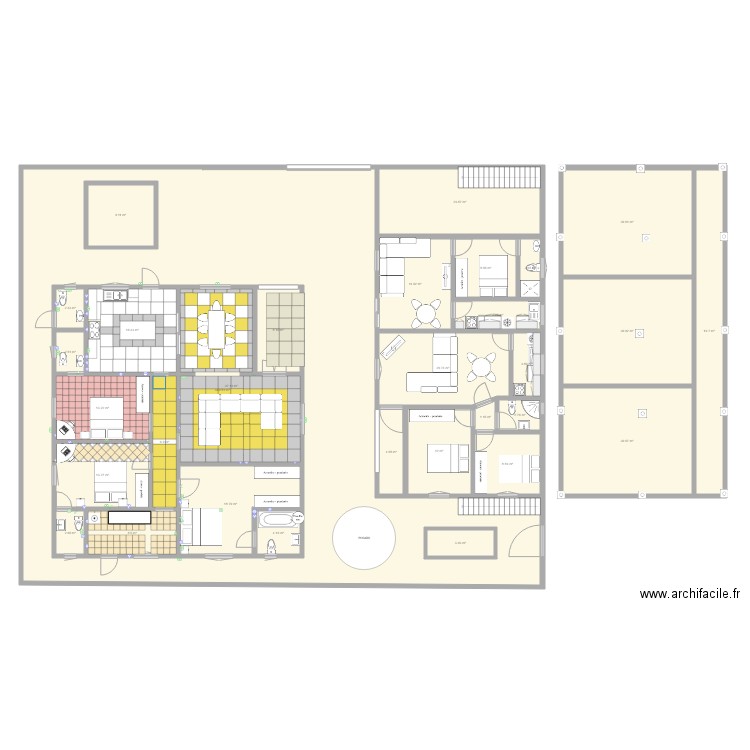 3ch3sdb. Plan de 31 pièces et 728 m2