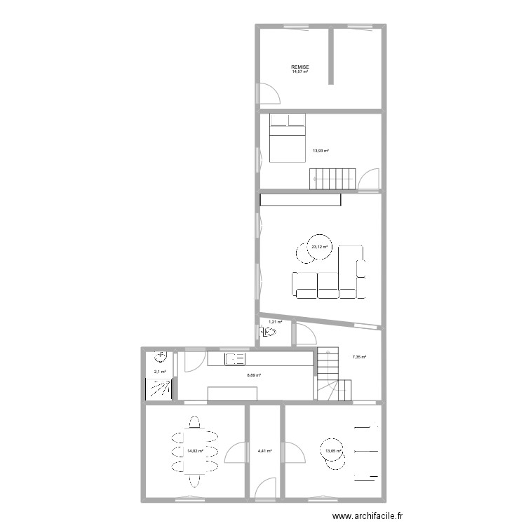 FAMILLEUREUX 25. Plan de 10 pièces et 103 m2