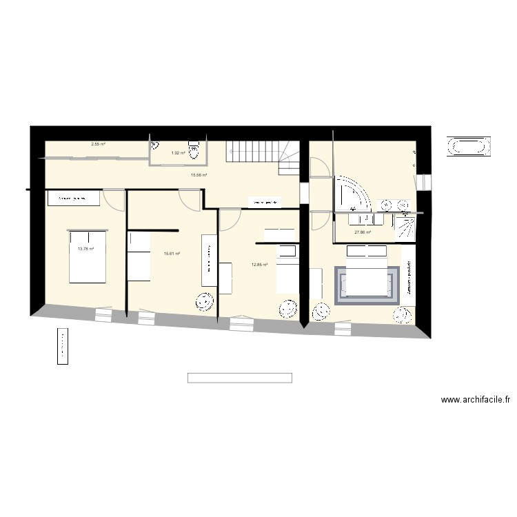 maine blanc etage wc independant. Plan de 0 pièce et 0 m2