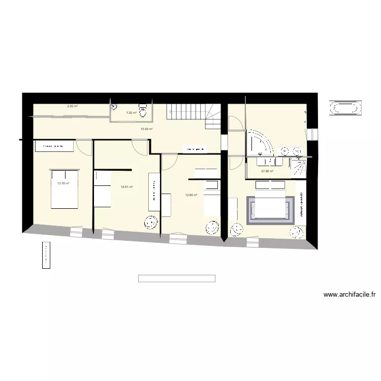 maine blanc etage wc independant. Plan de 