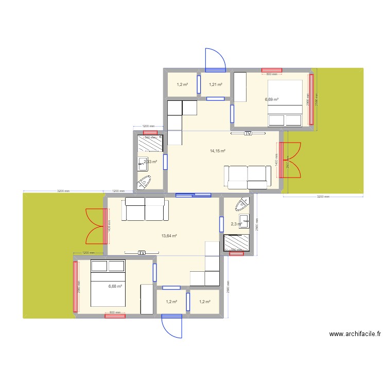 Дуплекс. Plan de 0 pièce et 0 m2