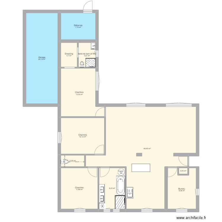 Maison V02 - Essai 3. Plan de 12 pièces et 147 m2