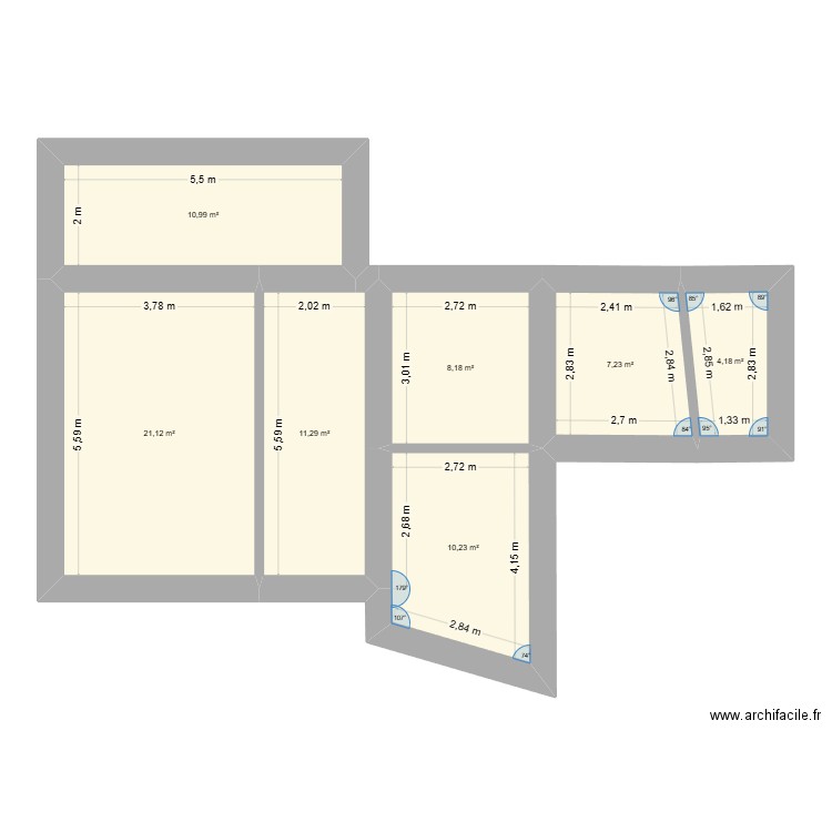 maison nieuil RDC. Plan de 7 pièces et 73 m2