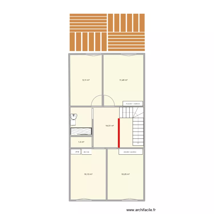 ETAGE. Plan de 6 pièces et 57 m² ETAGE. Plan de 6 pièces et 57 m²