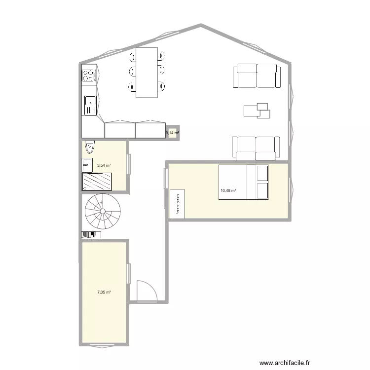 peuplier. Plan de 4  et 21 m²