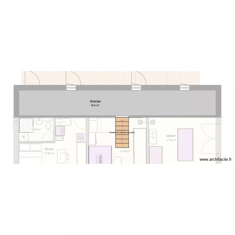 maison 6 x 12 2 nivo entree face. Plan de 14  et 142 m²