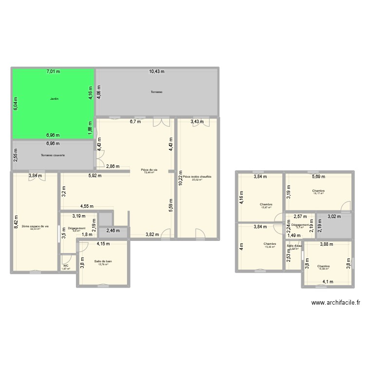 QUARANTA Michel. Plan de 18 pièces et 353 m2