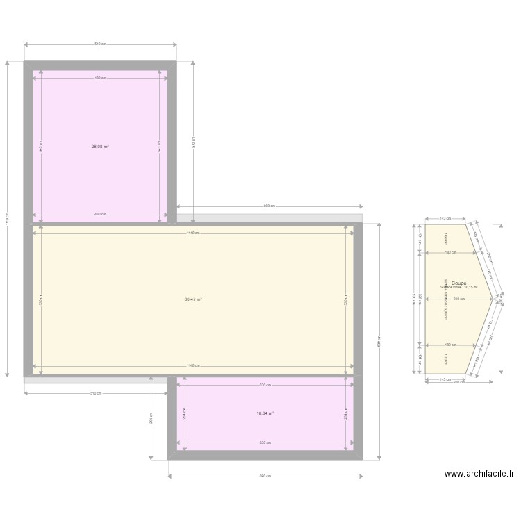 BARRABES. Plan de 4 pièces et 208 m2