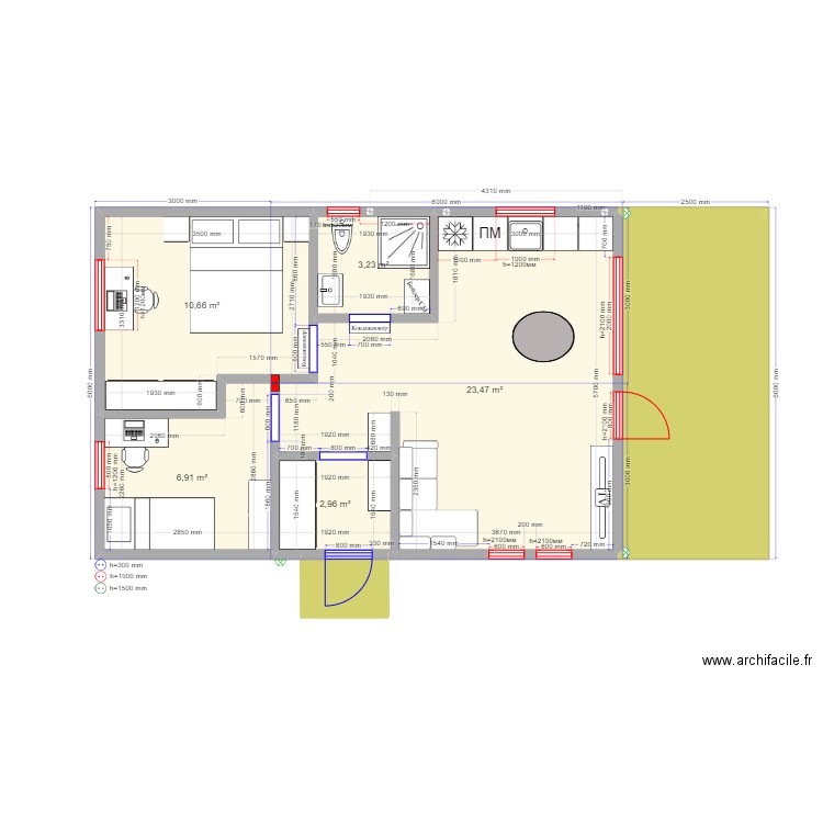 3ка Барн 3 Екатерина Дмитров. Plan de 7 pièces et 62 m2