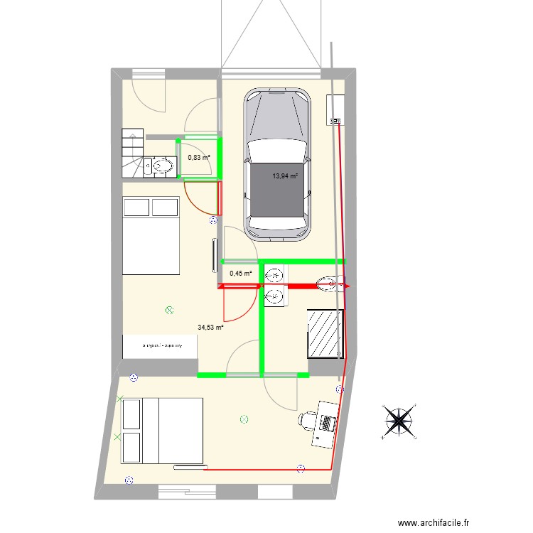 garage en suite parentale 3. Plan de 4 pièces et 50 m2