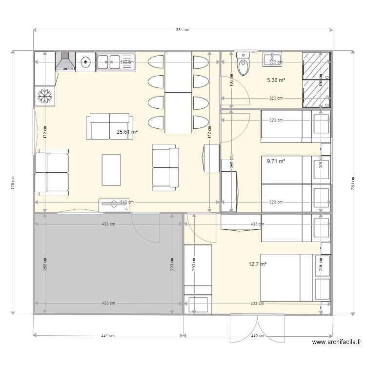 MODELE SOLOGNE AGENCEMENT TYPE A POUR 10 PERSONNES . Plan de 0 pièce et 0 m2