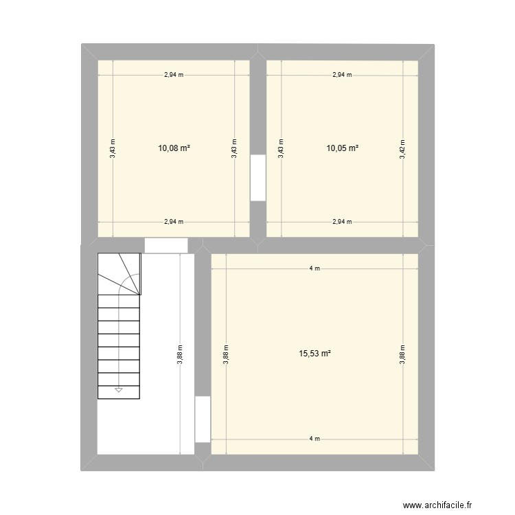 Combattants CSE198  SS. Plan de 3 pièces et 36 m2