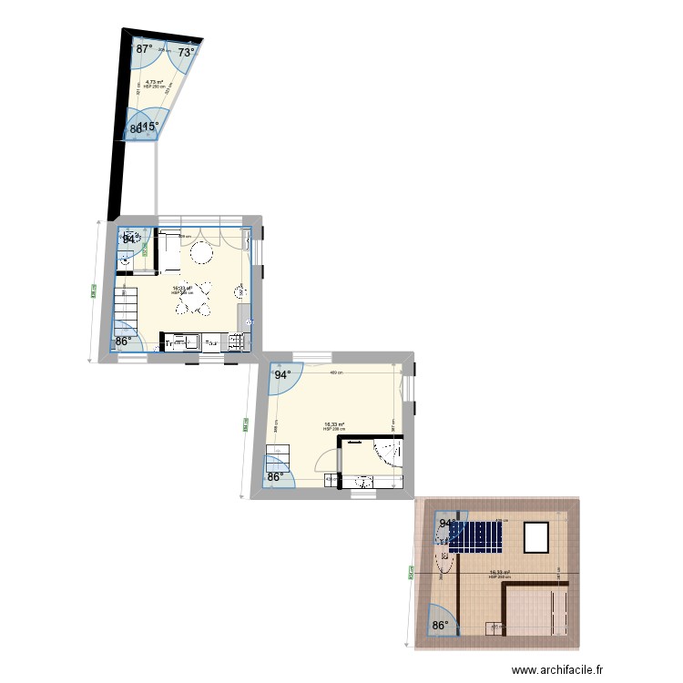 Plan Locmaria intérieur. Plan de 4 pièces et 54 m2