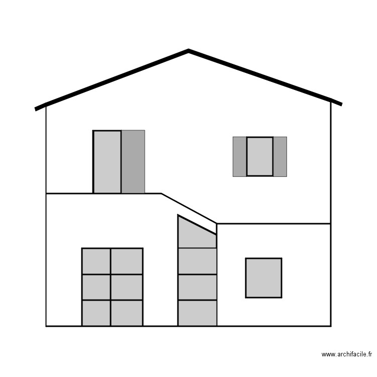 FACADE EST ETAT DES LIEUX. Plan de 16 pièces et 58 m2